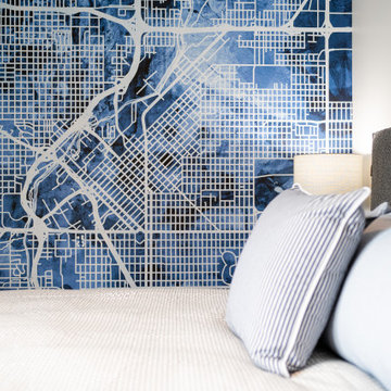 Guest Bedroom with Denver Map Feature Wall