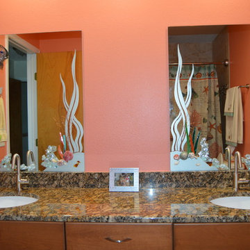 bathroom mirrors and shower glass