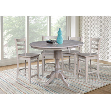 36" Round Extension Dining Table with 4 Emily Counter Height Stools
