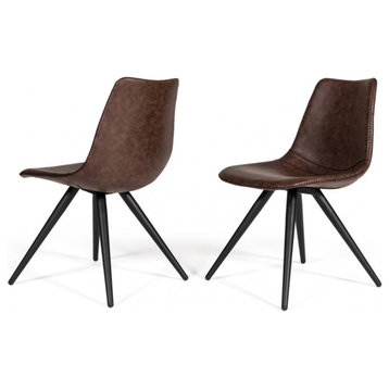 Set of Two Brown Modern Dining Chairs