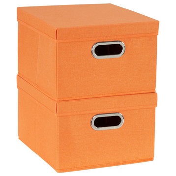 Storage Bins With Lids and Chromed Grommet Handles