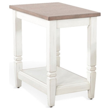Sunny Designs Pasadena Farmhouse Mahogany Chair Side Table in Off White