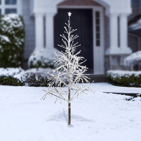 53"H Indoor/Outdoor Artificial Christmas Tree with White LED Lights, Silver