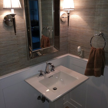 Grass cloth Powder Room