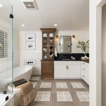 Porcelain Flooring with Inset Design in Ladera Ranch Bathroom Renovation