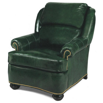 Accent Chair Occasional Lounge Bun Feet Emerald Green Leather Poly