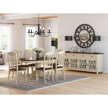 Carrollton Two Tone Mahogany Wood 8 Piece Dining Collection
