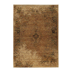 Andorra Antiqued Traditions Gold and Brown Area Rug, 1'10"x3'2"