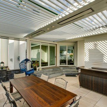 South Calgary StruXure Adjustable White Pergola Enclosed with Phantom Screens