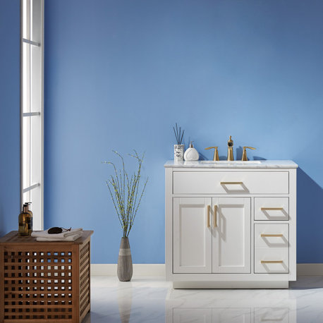 Ivy White Bathroom Vanity Set, 36", Without Mirror