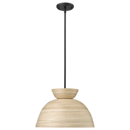 1 Light 16 in. Matte Black Pendant