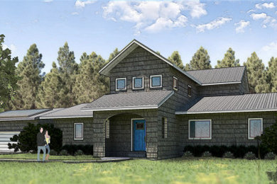 Rendering Showing Front of Home with Cedar Siding