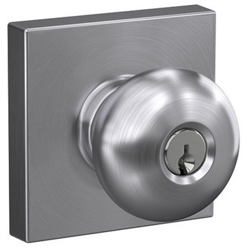 Schlage F51A-PLY-COL Plymouth Single Cylinder Keyed Entry Door - Satin Chrome