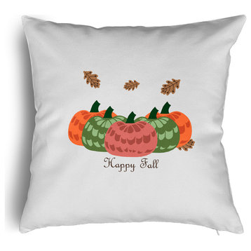 Happy Fall Pumpkins Accent Pillow With Removable Insert, Coral, 24"x24"