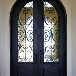 Milan Round Top Wrought Iron Double Door - Front Doors