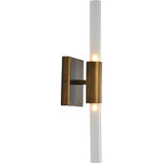 Renwil - Sonoran 2 Light Wall Sconce, Brushed Bronze - Sleek and sophisticated, the modern silhouette of this decorative wall sconce adds artful illumination to interior walls throughout the home. Mounted vertically or horizontally, the square base of the sconce holds a tubular baton of translucent glass that captures the glow of two LED bulbs within. The iron base is plated with a brushed bronze finish that gives the glamorous light fixture a gorgeous patina. LED bulbs included.