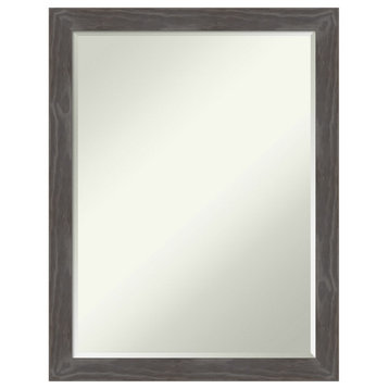 Woodridge Rustic Grey Petite Bevel Wood Bathroom Wall Mirror 21 x 27 in.