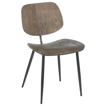 Wilson Chair, Set of 2, Black Metal, Espresso Wood