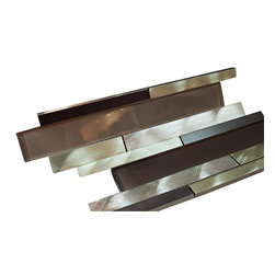 Silver Aliminum, Brown, White and Grey Glass and Matte Black Mosaic Tile Random - Home Accessories & Decor