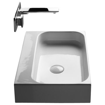 Unit 60 Ceramic Bathroom Sink, Without Faucet Hole