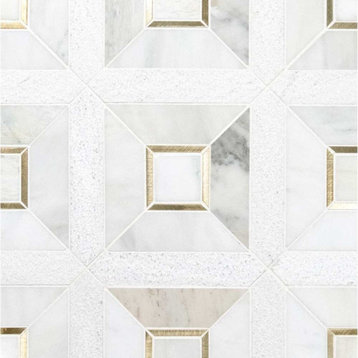 Verona Gold Geometric Pattern Mosaic Tile, Sample