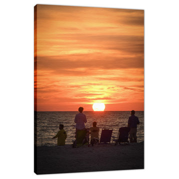 Summer Spectators Coastal Sunset Landscape Canvas Prints, 18" X 24"