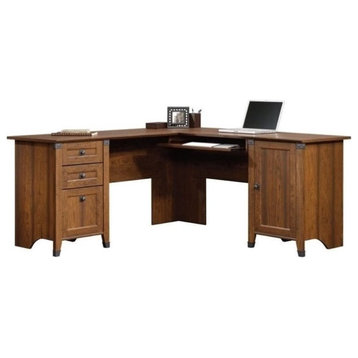 Bowery Hill Contemporary Wood L-Shaped Computer Desk in Washington Cherry