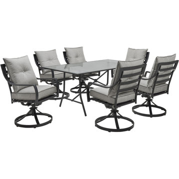 Hanover LAVDN7PC-SWV6 Lavalette 7 PC Steel Framed Outdoor Dining - Silver
