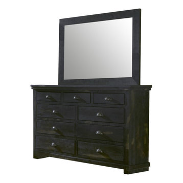 Willow Dresser, Distressed Black, With Mirror