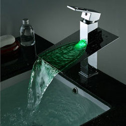 Contemporary Third Gear Cartridge Water-saving Color Changing LED Waterfall Bath - Bathtub Faucets