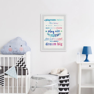 "Dreamy Playroom Rules" Framed Painting Print