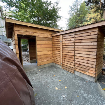 AFTER - Custom firewood shed & pre-fab tool shed, lean to style