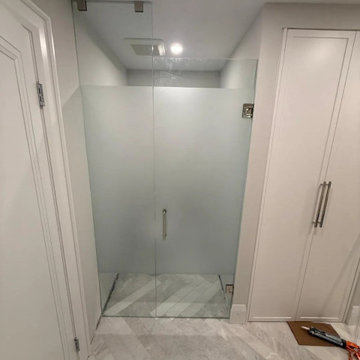Acid-Etched Frameless Glass Shower Door