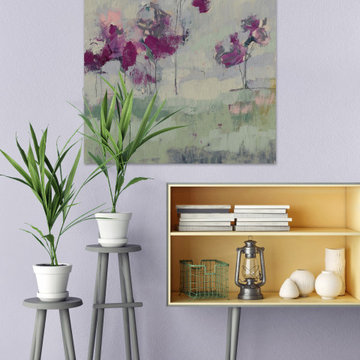 "Fuchsia Treeline I" Painting Print on Wrapped Canvas