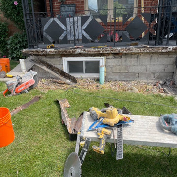 Porch repair with new stone veneer