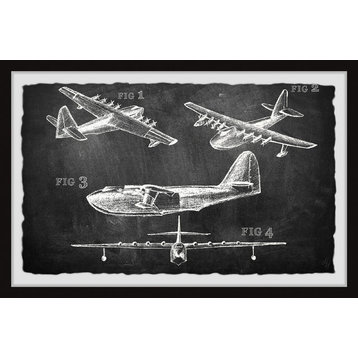 "Historical Airplane II" Framed Painting Print, 30"x20"