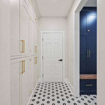 Bright Utility Hall with Dual-Toned Cabinetry