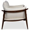 Modern Brazilian, Hara, Accent Chair, Boucle Ivory Upholstery, Neutral Brown