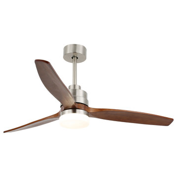 52" Wood Ceiling Fan With Light and Remote Control