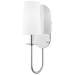 Mitzi by Hudson Valley Lighting - Lara 1 Light Wall Sconce, Polished Nickel, White - Features: