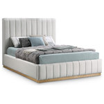Meridian Furniture - Lucia Beige Linen Textured Fabric Full Bed, Cream, Queen, Natural Finish - Remake your bedroom in an instant with this Lucia linen textured fabric bed. Upholstered in soft-to-the-touch cream linen textured fabric on its headboard, footboard, and side rails, this handsome full bed has a high headboard for an attention-demanding look in your room. Channel tufting on the headboard and footboard add to its aesthetic beauty while providing texture and dimension. The bed rests on a natural-finished base that's crafted from solid wood for lasting beauty and durability.
