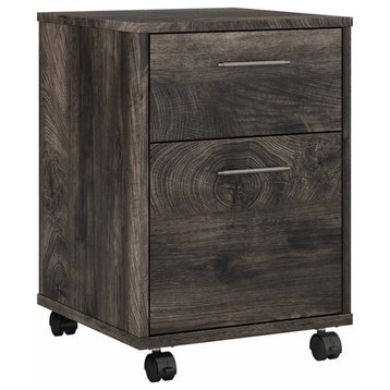Pemberly Row 2 Drawers Farmhouse Wood Mobile File Cabinet in Dark Gray Hickory