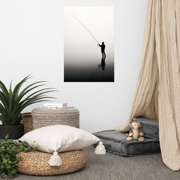 Angler's Reverie Minimal Fishing Photorealism Coastal Wall Art Print