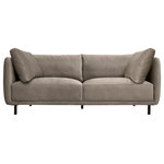 Armen Living - Serenity 79" Fossil Gray Velvet Sofa with Black Metal Legs - Embrace a plush and comfy destination with our Serenity Fabric Sofa with Black Metal Legs. With clean lines and plush contours, our sofa presents a perfect combo of modern style and comfort. The couch is perched upon black metal legs to make your living space appear open and airy. It features a sheltering silhouette to create a cozy nook for resting and relaxation. Oversized pillows and a deep padded seat complete the cozy and inviting appeal of our sofa. It includes two plush cushions to offer endless comfort with a casual and elegant appeal. Perfect for movie nights or spending some quality time with friends and family, our sofa is ideal for your formal living room, home theater, den, or family room. It is available in a variety of colors and materials to create a couch tailored for your home. The Serenity Fabric Sofa comes in Fossil Gray or Mauve velvet, or Gray Fabric with Black Metal Legs.
