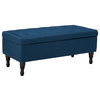 Tufted Top Fabric Storage Ottoman (Navy Blue)