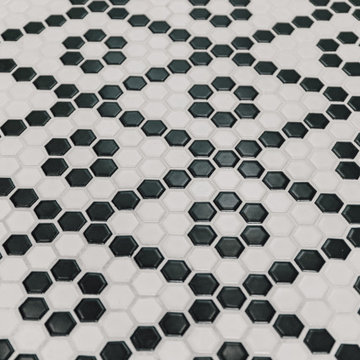Black and white bath
