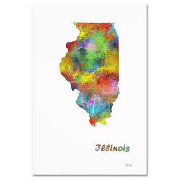 Marlene Watson 'Illinois State Map-1' Canvas Art, 12"x19"