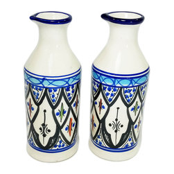 Stoneware Olive Oil Cruet (Set of 2) &ndash; Tibarine, by Le Souk Ceramique - Products