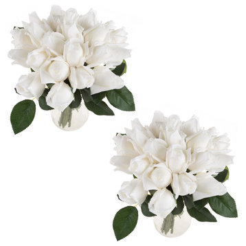 Rose Artificial Flowers 48Pc, White