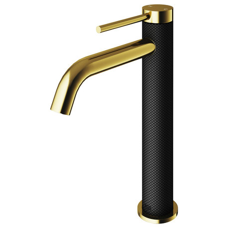 VIGO Lexington Vessel Filler cFiber© Bathroom Faucet, Matte Gold/Matte Black